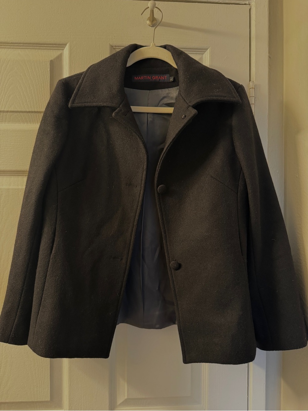 MARTIN GRANT Black Wool Pea Coat